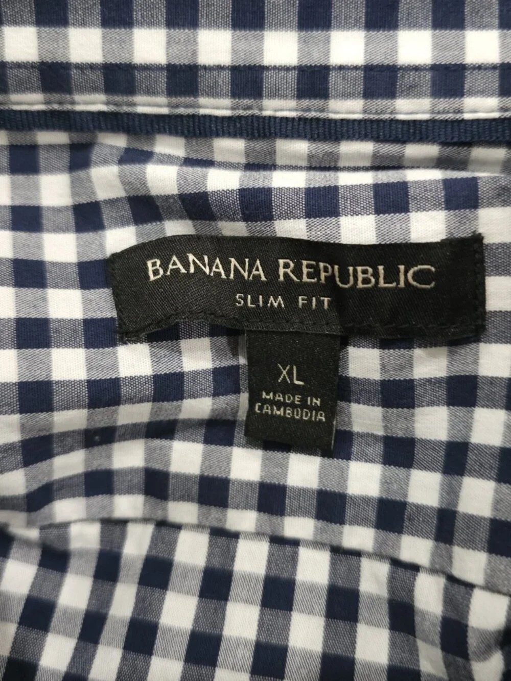 Banana Republic Men's XL Slim Fit Cotton Shirt Blue White Long Sleeve